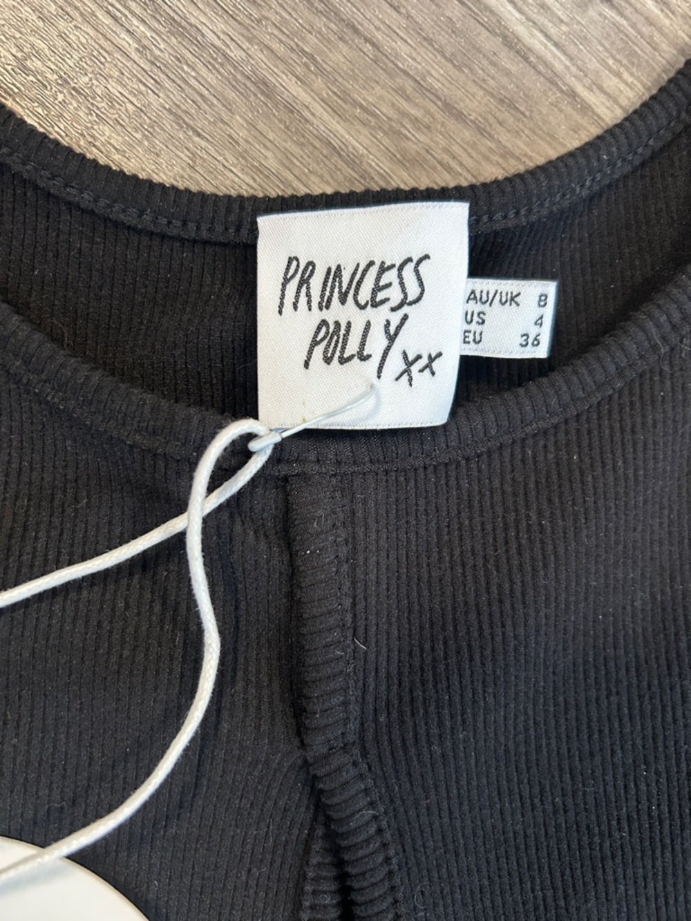 Princess Polly Moonlight Mini Dress Black Cutout Ribbed NWT US 4 AU 8 - Picture 2 of 8